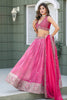 Vibrant Pink Art Silk Lehenga Choli with Heavy Embroidered Border and Matching Dupatta