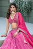 Vibrant Pink Art Silk Lehenga Choli with Heavy Embroidered Border and Matching Dupatta