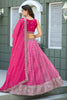 Vibrant Pink Art Silk Lehenga Choli with Heavy Embroidered Border and Matching Dupatta