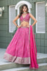 Vibrant Pink Art Silk Lehenga Choli with Heavy Embroidered Border and Matching Dupatta