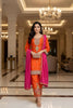 Elegant Orange Chinon Silk Embroidered Pakistani Suit Designer Dupatta for Festive