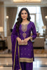 Elegant Purple Chinon Silk Embroidered Salwar Suit Dupatta Festive Wear