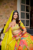 Radiant Yellow Floral Printed Soft Organza Festive Lehenga Choli with Dupatta for Women