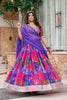 Elegant Purple Floral Printed Soft Organza Lehenga Choli with Dupatta for Women