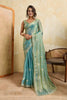 Sea Green Teal Dual Tone Designer Saree Embroidery Sequin Georgette Saree