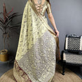 Beige Maroon Kanjivaram Silk Saree Traditional Zari Woven Designer Saree