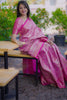 Luxury Rani Pink Banarasi Silk Saree with All-Over Floral Zari Weaving