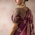 Dusty Pink Silk Saree with Wine Purple Contrast Border