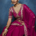 Luxury Rani Pink Embroidered Saree with Designer Blouse