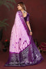 Purple Banarasi Silk Saree Silver Zari Border Traditional Motifs Saree
