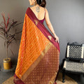 Rust Orange and Maroon Banarasi Silk Saree with Rich Zari Weaving