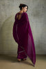 Wine Purple Chiffon Saree Minimal Zari Border Embroidered Blouse