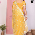 Designer Yellow Embroidered Saree with Blouse Party Wear