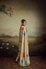 Beige Linen Silk Saree Floral Digital Print Designer Tassel Pallu