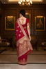 Wine Red Banarasi Silk Saree with Gold Zari Floral Weaving Traditional Wear