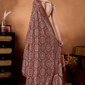 Brown Bandhani Print Saree with Ethnic Motifs Designer Saree