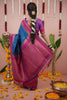 Deep Blue Silk Saree with Rani Pink Woven Border Traditional Design