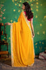 Mustard Yellow Bandhej Georgette Saree and Designer Blouse