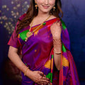 Royal Magenta Purple Soft Silk Saree Multicolor Temple Border Rich Zari Pallu