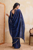 Navy Blue Georgette Saree with Silver Zari Border Butti Work