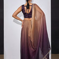Plum Wine Copper Dual Tone Saree with Designer Border