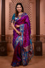 Magenta Paithani Silk Saree with Contrast Teal Blue Zari Border