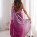 Rani Pink Organza Silk Saree with Designer Golden Lace Border