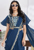 Royal Blue Designer Saree with Floral Embroidered Blouse