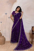 Royal Purple Silk Saree Golden Zari Embroidery Border Matching Blouse