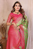 Green Pink Banarasi Silk Saree with Rich Zari Weaving and Contrasting Pallu