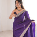 Royal Purple Organza Saree with Designer Embroidered Border