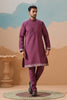 Stylish Purple Embroidered Silk Kurta Set with Floral Jacket for Wedding