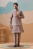Stunning Grey Embroidered Silk Kurta Set with Floral Jacket for Wedding
