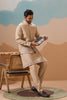 Handsome Beige Silk Embroidered Kurta Set with Floral Jacket for Wedding