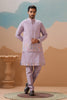 Charming Lavender Silk Embroidered Kurta Set with Floral Jacket for Wedding