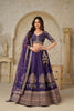 Royal Purple Silk Embroidered Lehenga Choli with Elephant Motif and Dupatta for Wedding