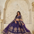 Royal Purple Silk Embroidered Lehenga Choli with Elephant Motif and Dupatta for Wedding