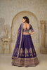 Royal Purple Silk Embroidered Lehenga Choli with Elephant Motif and Dupatta for Wedding