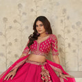Vibrant Rani Pink Silk Embroidered Lehenga Choli with Elephant Motif and Dupatta for Wedding