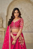 Vibrant Rani Pink Silk Embroidered Lehenga Choli with Elephant Motif and Dupatta for Wedding