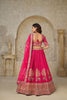 Vibrant Rani Pink Silk Embroidered Lehenga Choli with Elephant Motif and Dupatta for Wedding
