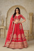 Graceful Red Silk Embroidered Lehenga Choli with Elephant Motif and Dupatta for Wedding