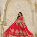 Graceful Red Silk Embroidered Lehenga Choli with Elephant Motif and Dupatta for Wedding