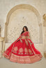 Graceful Red Silk Embroidered Lehenga Choli with Elephant Motif and Dupatta for Wedding