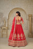 Graceful Red Silk Embroidered Lehenga Choli with Elephant Motif and Dupatta for Wedding