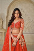 Radiant Rust Orange Silk Embroidered Lehenga Choli with Elephant Motif and Dupatta for Wedding