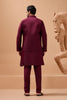 Elegant Maroon Viscose Silk Embroidered Kurta Pyjama Set with Jacket for Wedding