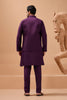 Royal Purple Viscose Silk Embroidered Kurta Pyjama Set with Jacket for Wedding