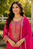 Stunning Rani Pink Viscose Jacquard Silk Palazzo Suit with Embroidery Work and Matching Dupatta