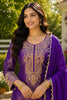 Outstanding Purple Viscose Jacquard Silk Palazzo Suit with Embroidery Work and Matching Dupatta